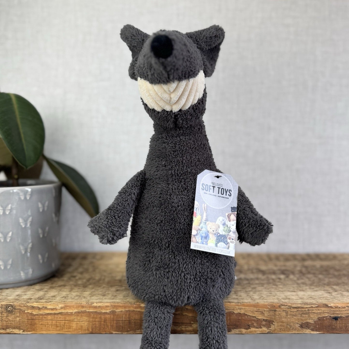 Jellycat Medium Toothy Rat - Large Black/Grey Rodent Smiling Rare Retired 16”