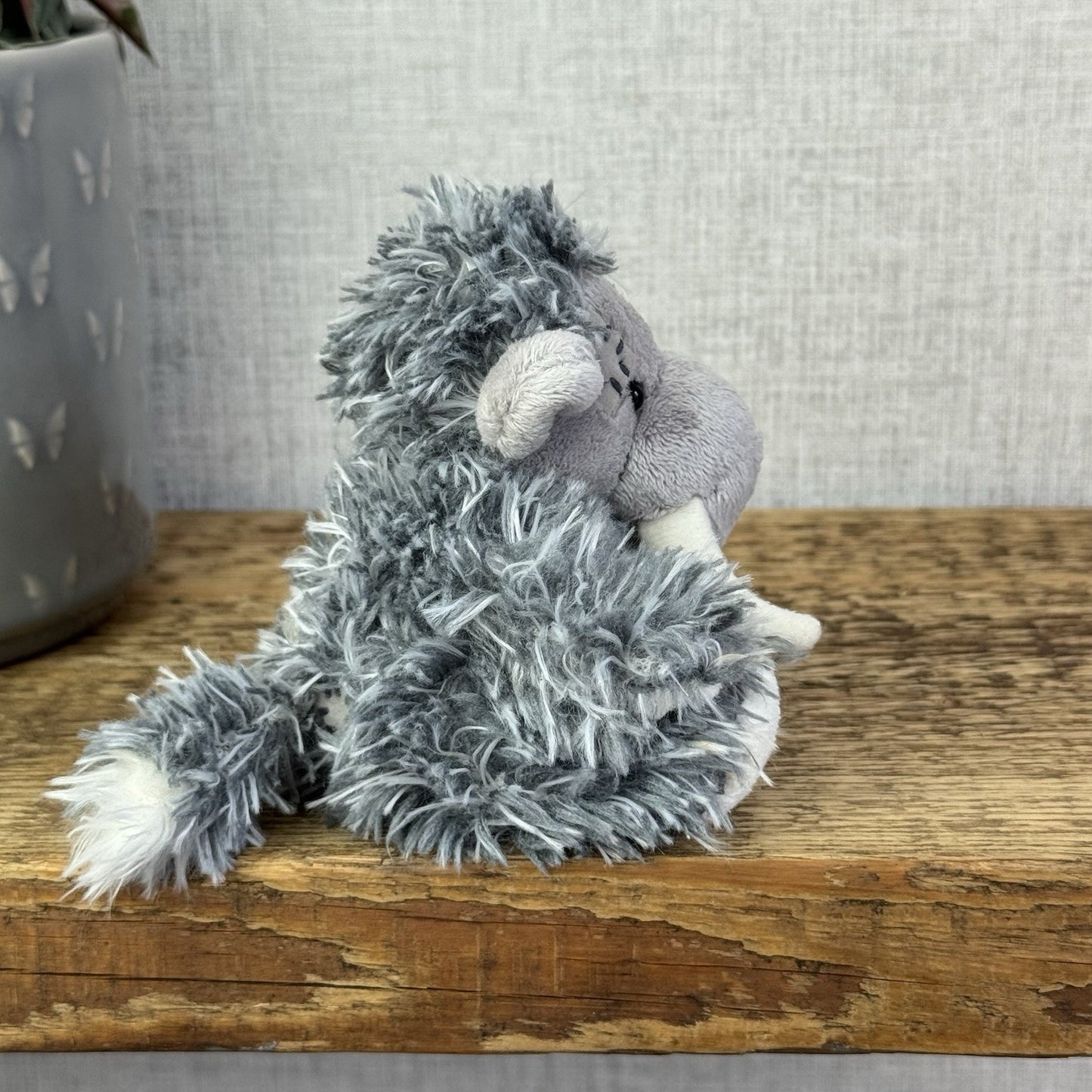 Blue Nose Friends Needles #83 - Min Mammoth Grey Fluffy Beanie Collectible 5"