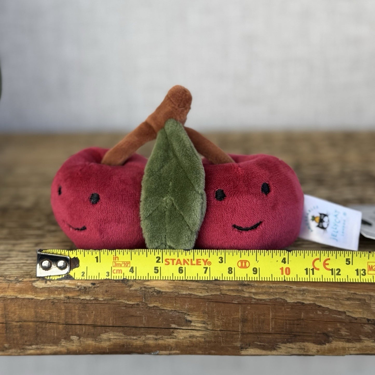 Jellycat Fabulous Fruit Cherry - Small Velour Cherries Soft Toy Beanie Plush 4”