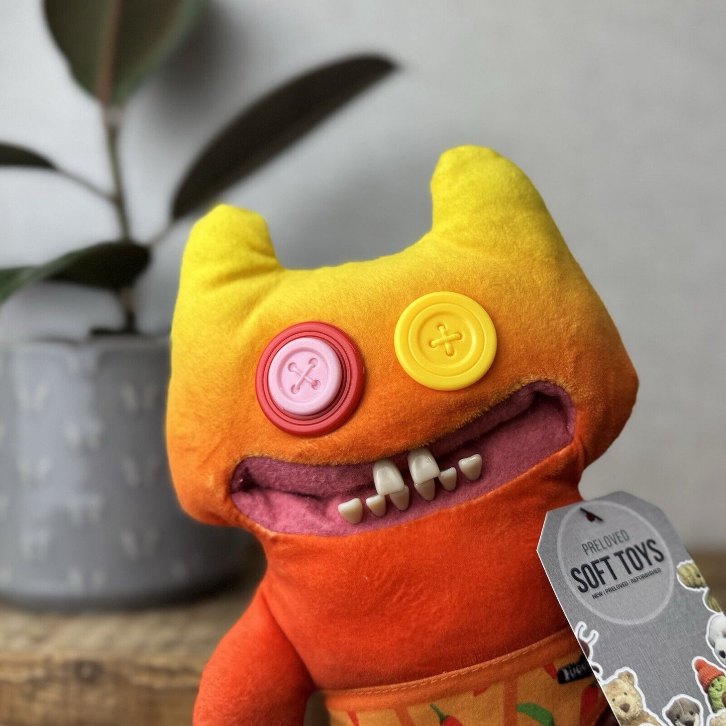 Fuggler - Budgie Fuggler Stinkface - Red Fuggler Button Eyes (tags Cut Off)