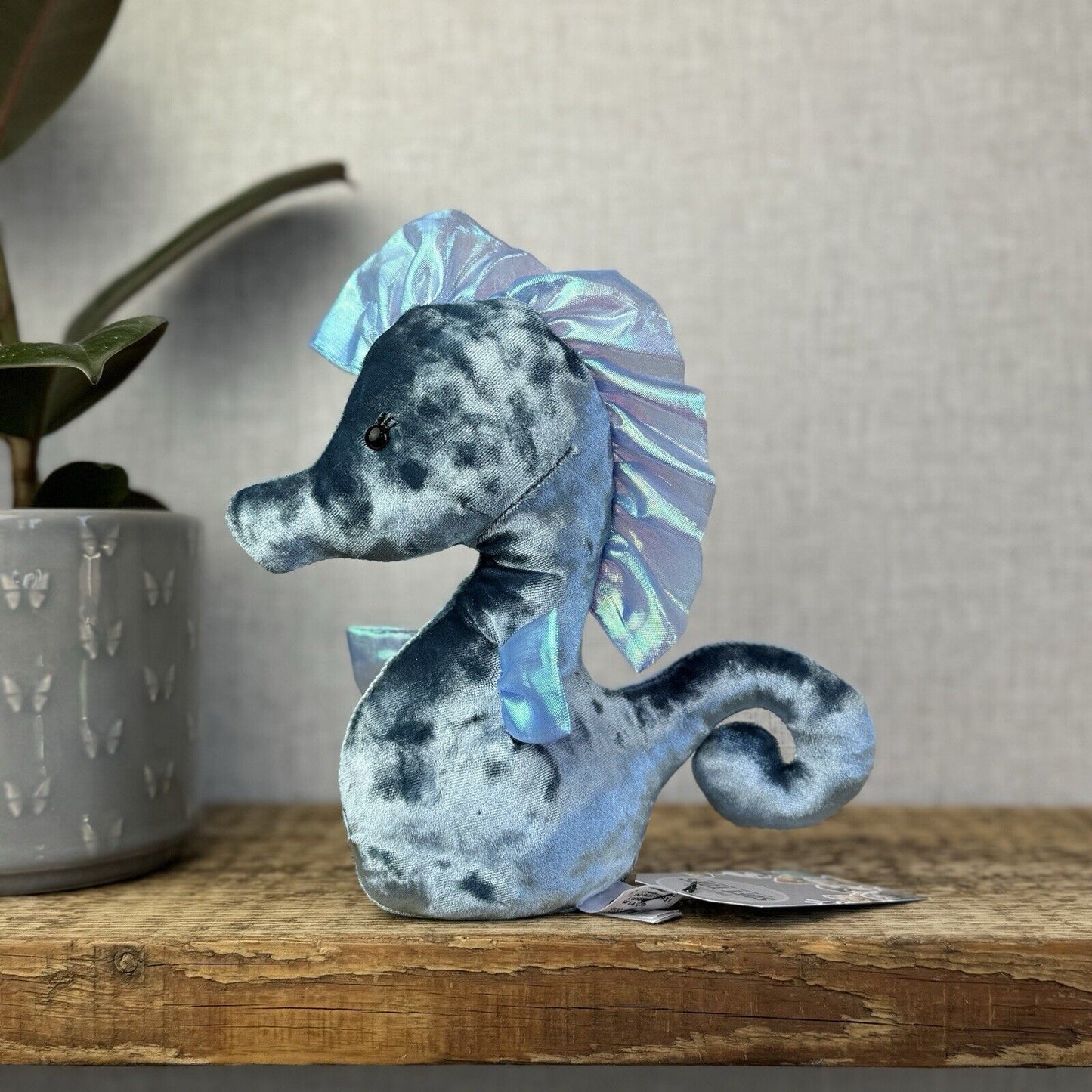 Jellycat Coral Cutie Seahorse - Light Blue Velour Sea Creature Seahorse Plush 8”