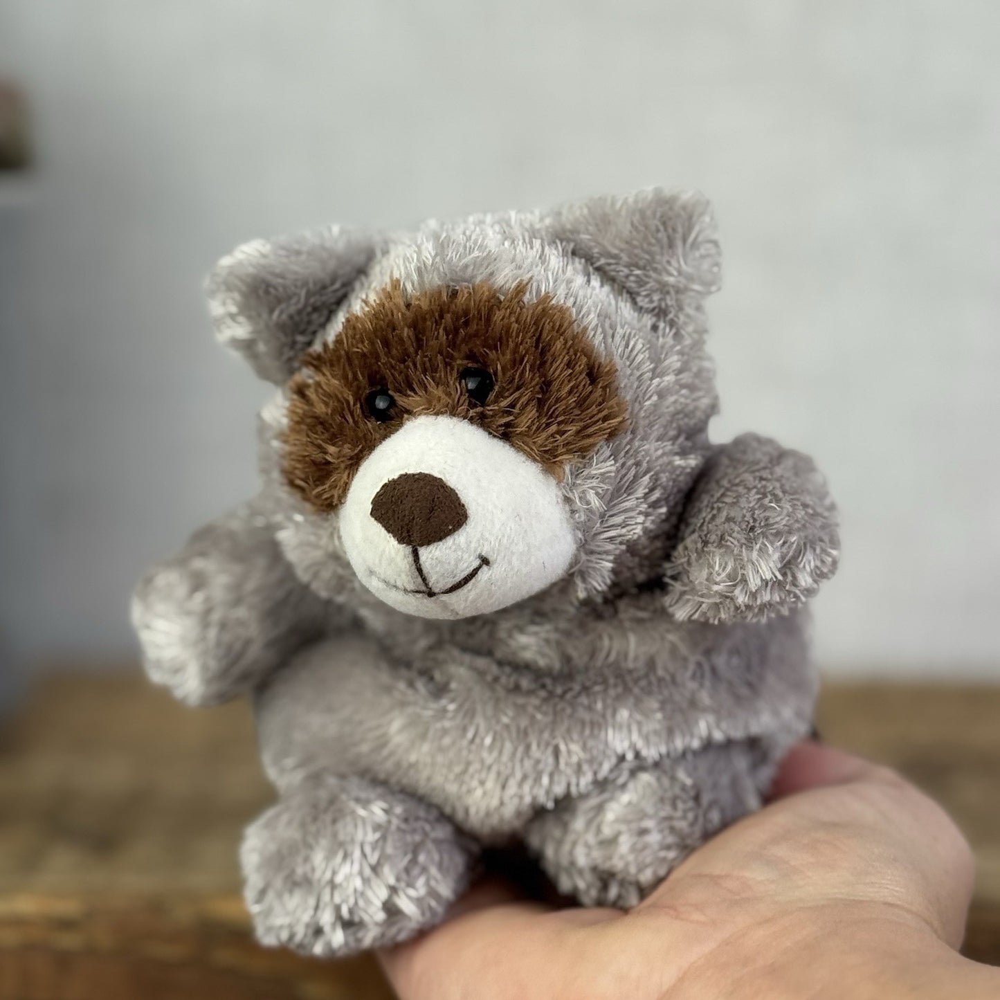Russ Berrie Luvvies - Raccoon Mini Beanbag Raccoon Grey Soft toy NWOT 5”