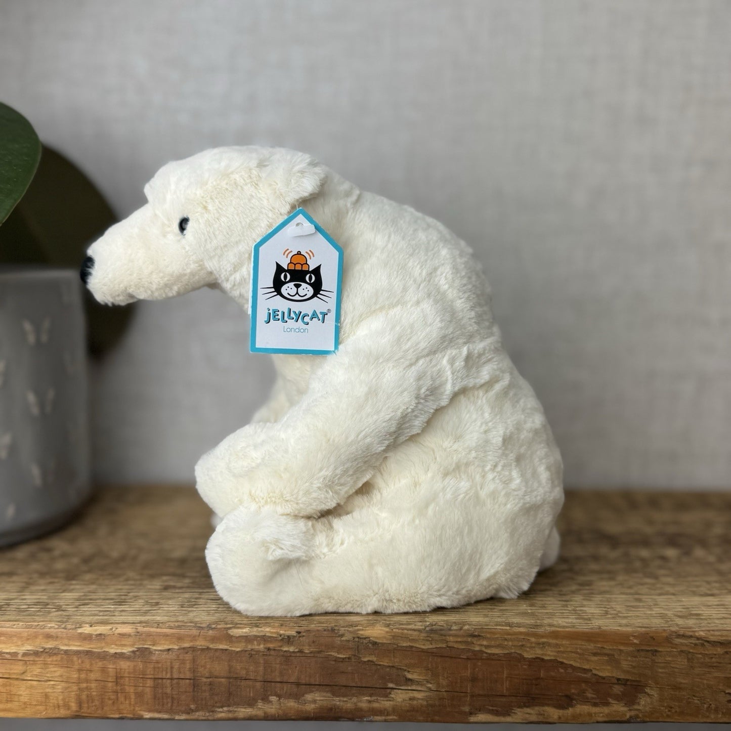 Jellycat Small Elwin Polar Bear - White Sitting Bear Plush Blue Eyes with tags