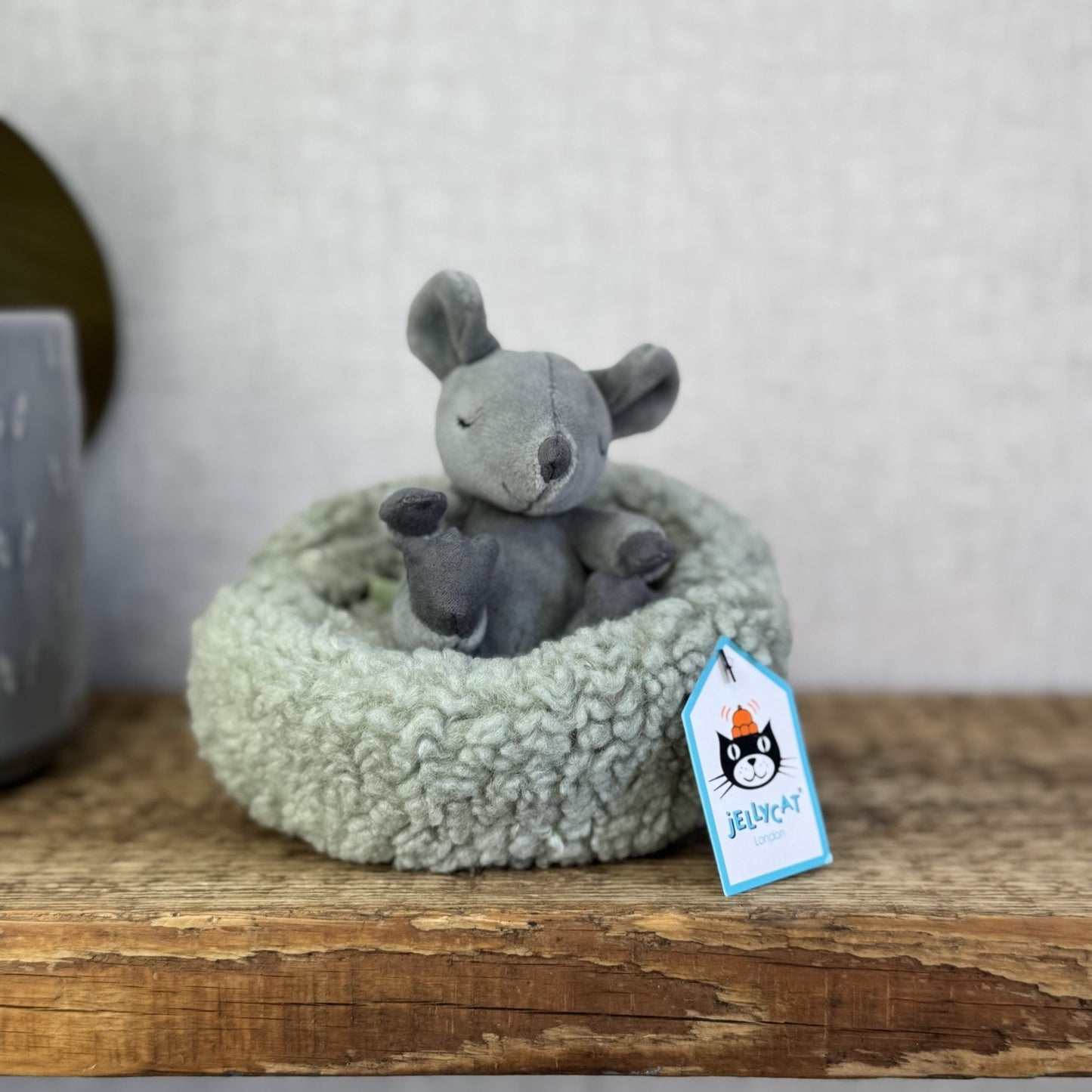 Jellycat Hibernating Mouse - Tiny Mouse In A Beanbag Nest Wildlife Plush Rare 5"