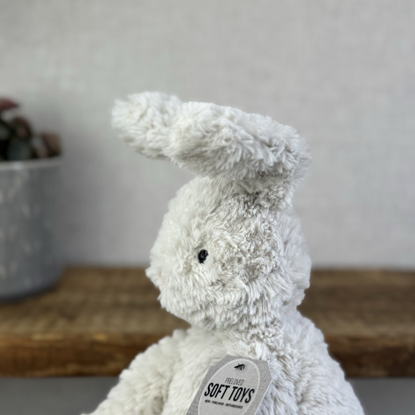 Jellycat Medium Fuddlewuddle Grey Bunny Rabbit - Texture Sitting Bunny 9” Rare
