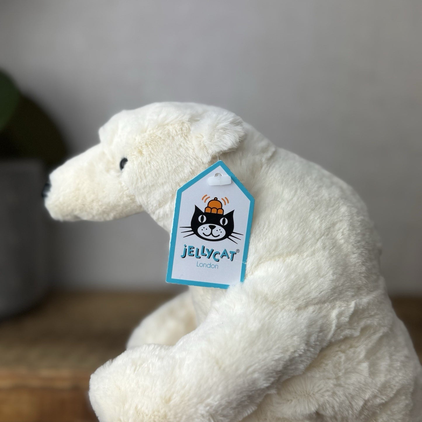 Jellycat Small Elwin Polar Bear - White Sitting Bear Plush Blue Eyes with tags