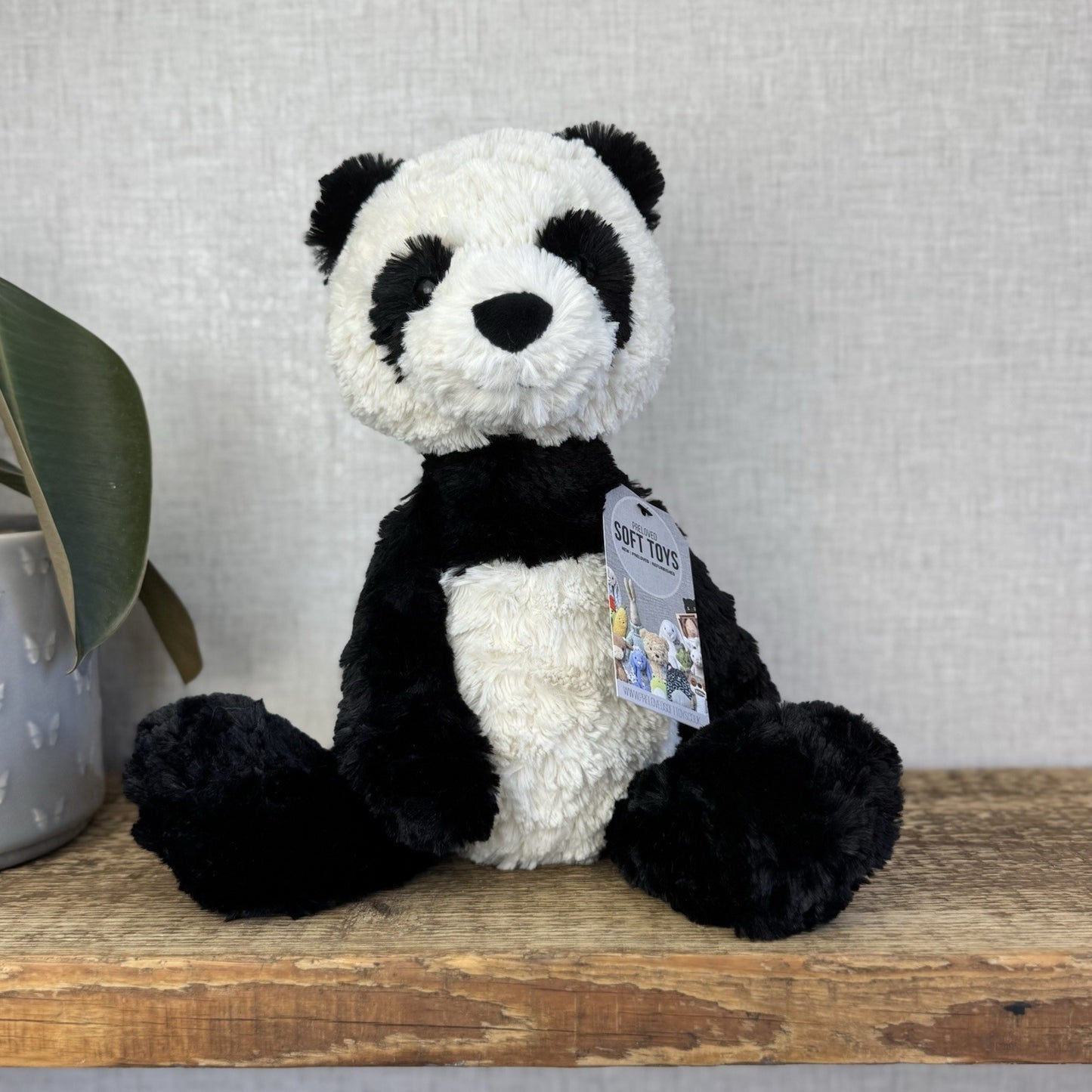 Jellycat Medium Mumble Panda - Black/White Texture Floppy Panda Bear Retired 14"