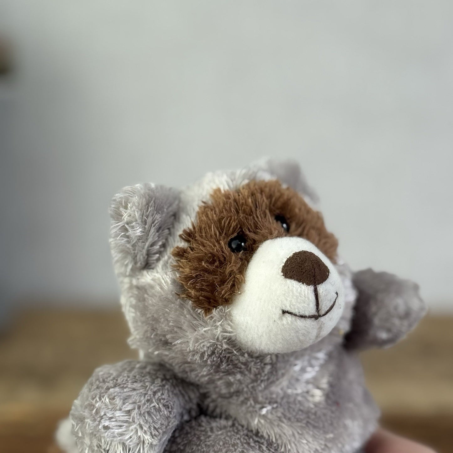 Russ Berrie Luvvies - Raccoon Mini Beanbag Raccoon Grey Soft toy NWOT 5”