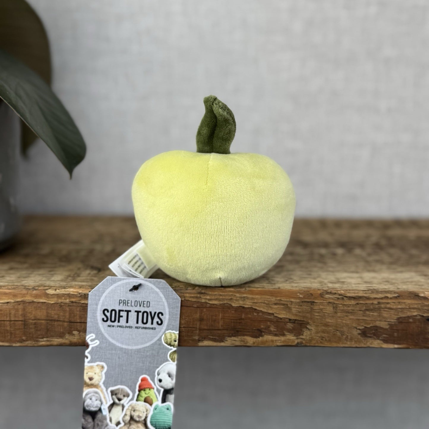 Jellycat Fabulous Fruit Apple - Green Apple Velour Play Food Soft Toy Beanie 4”
