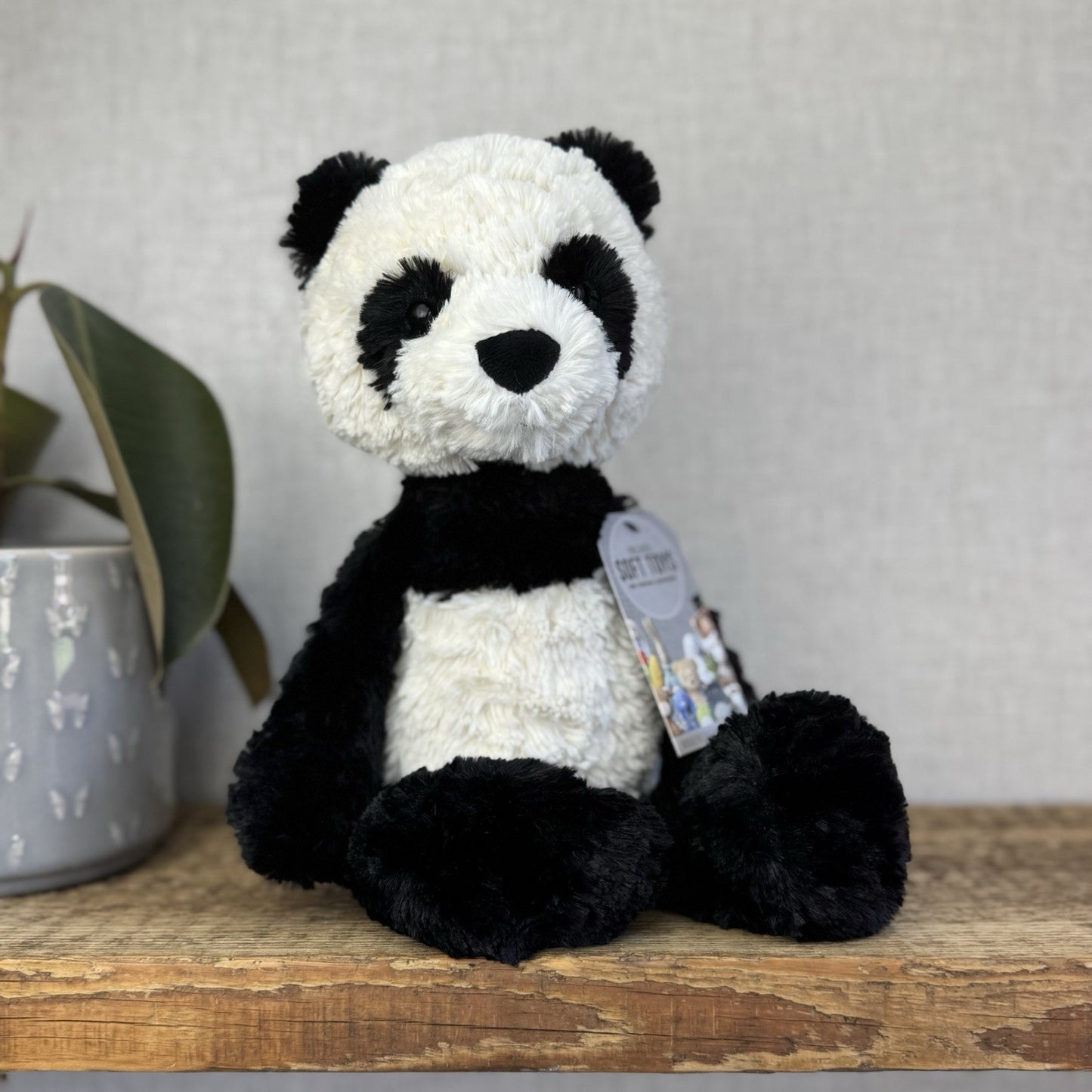 Jellycat Medium Mumble Panda - Black/White Texture Floppy Panda Bear Retired 14"