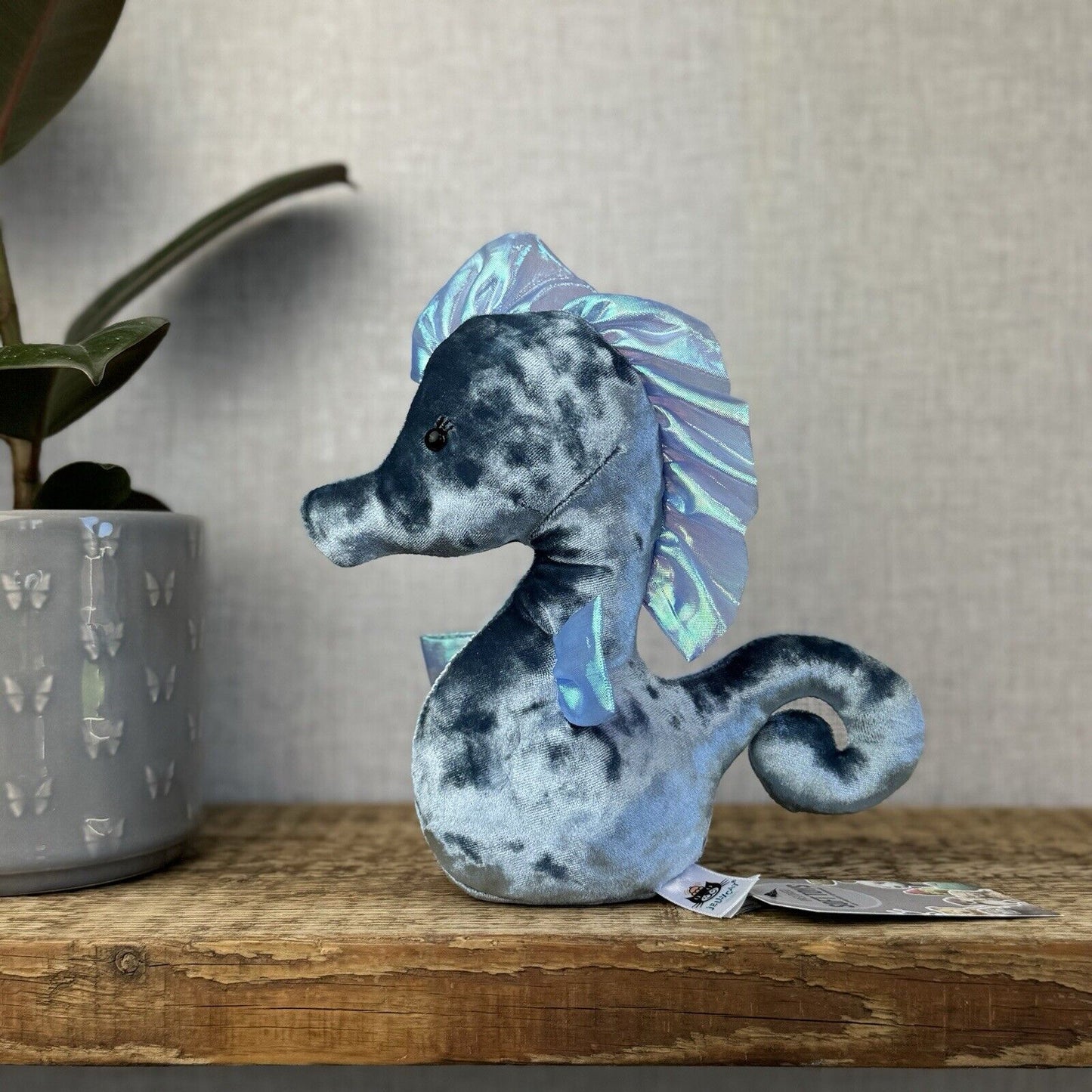 Jellycat Coral Cutie Seahorse - Light Blue Velour Sea Creature Seahorse Plush 8”