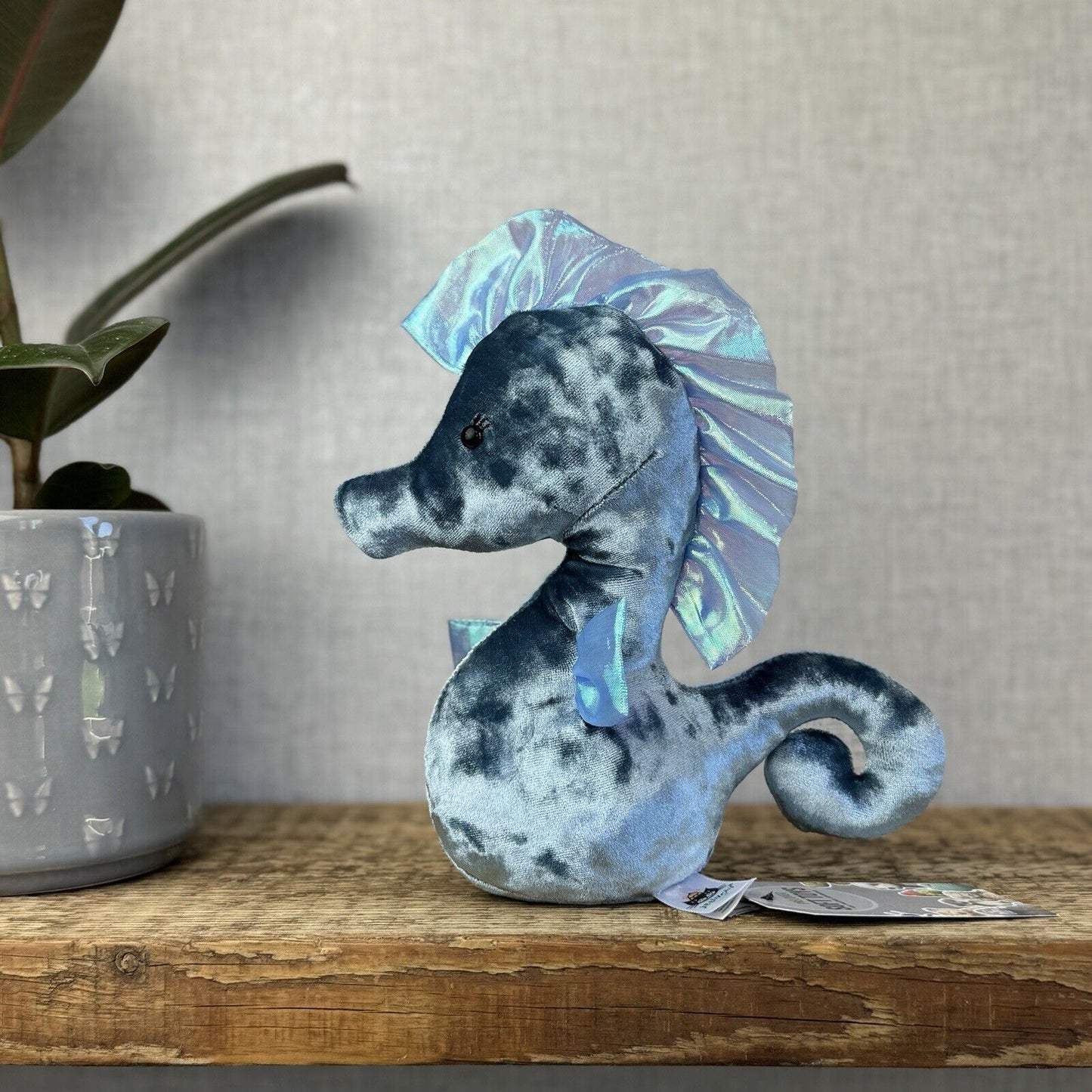 Jellycat Coral Cutie Seahorse - Light Blue Velour Sea Creature Seahorse Plush 8”