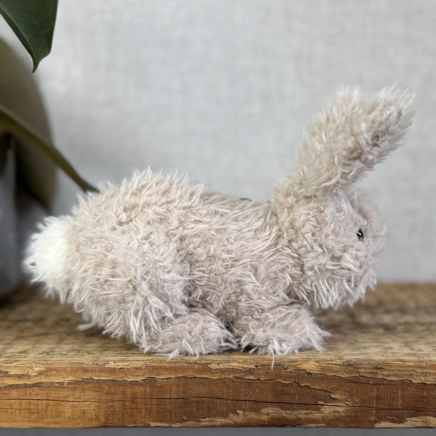 Jellycat Beige Hoppity Bunny Curly Fur Fluffy Angora Bunny Rabbit Small 6”