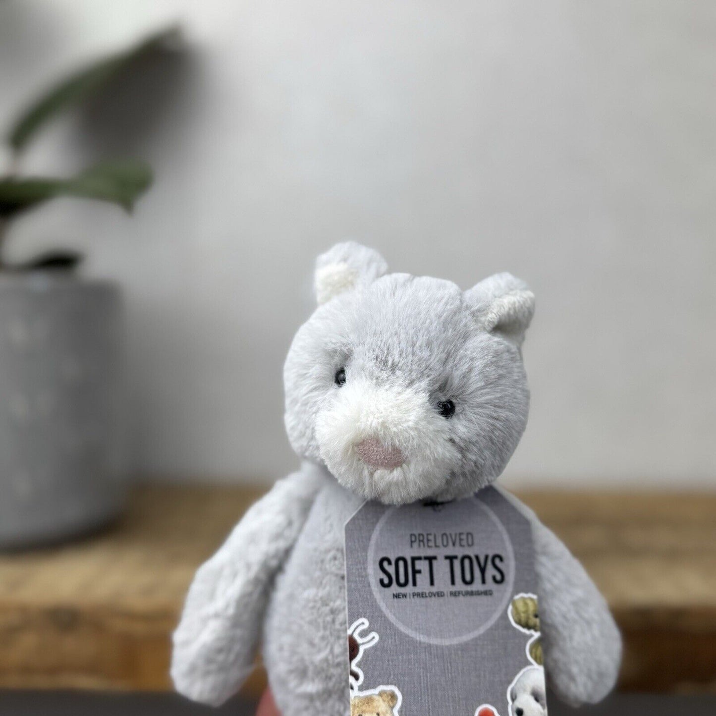 Jellycat Small Bashful Grey Kitty - Grey Cat White Face Small Plush Retired 7”