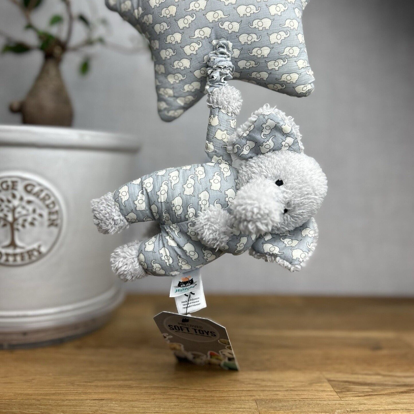 Jellycat Bedtime Elephant Musical Pull - Elephant Baby Mobile Retired Soft Toy