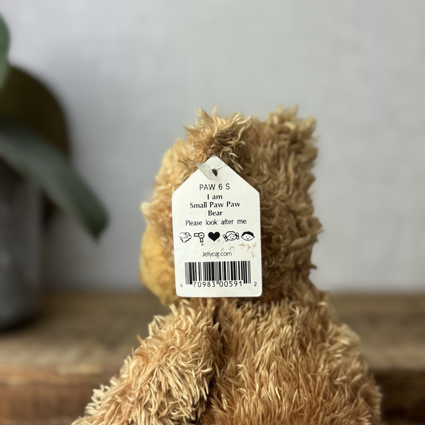 Jellycat Small Paw Paw Bear Golden Bear Beanie Vintage Soft Plush Toy Retired 9"