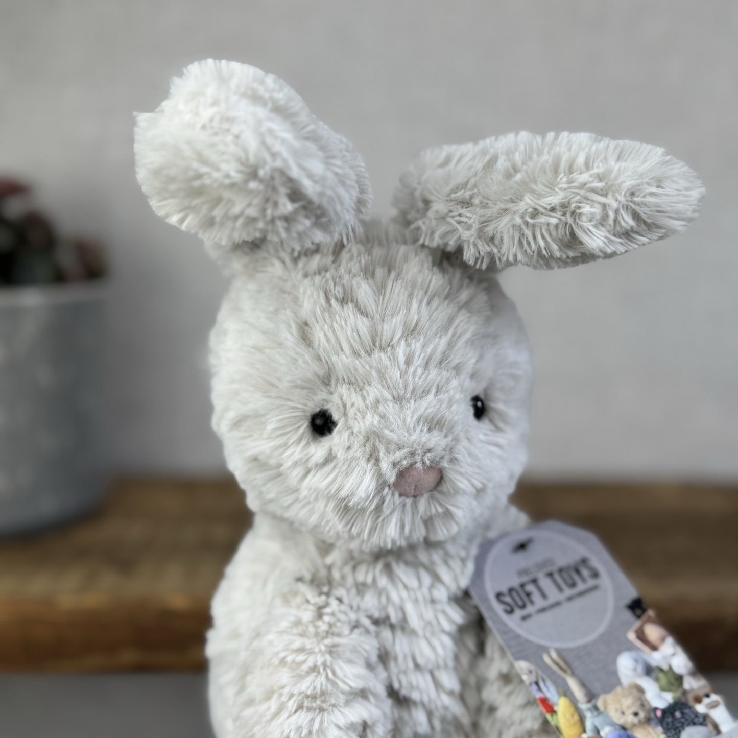 Jellycat Medium Fuddlewuddle Grey Bunny Rabbit - Texture Sitting Bunny 9” Rare