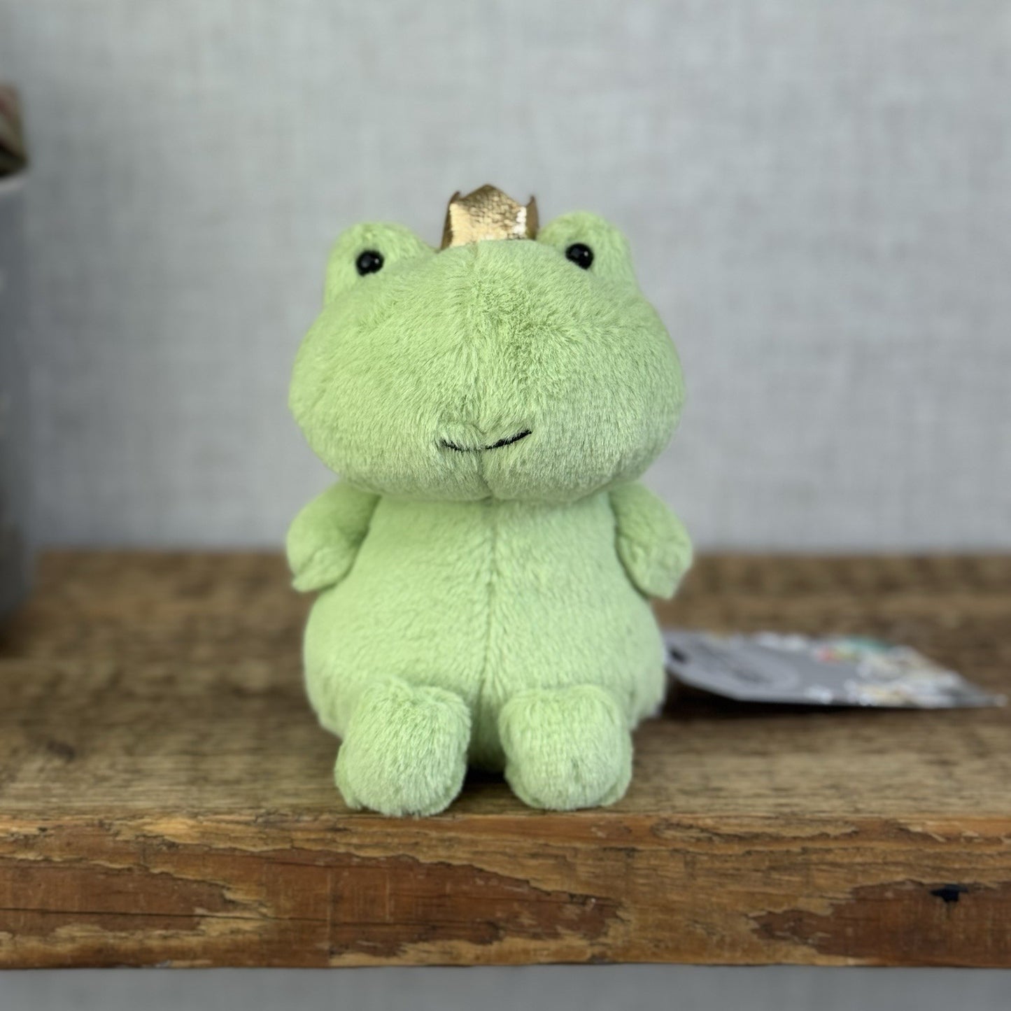 Jellycat Crowning Croaker Green Frog - Small Mini Beanie Frog In Crown Plush