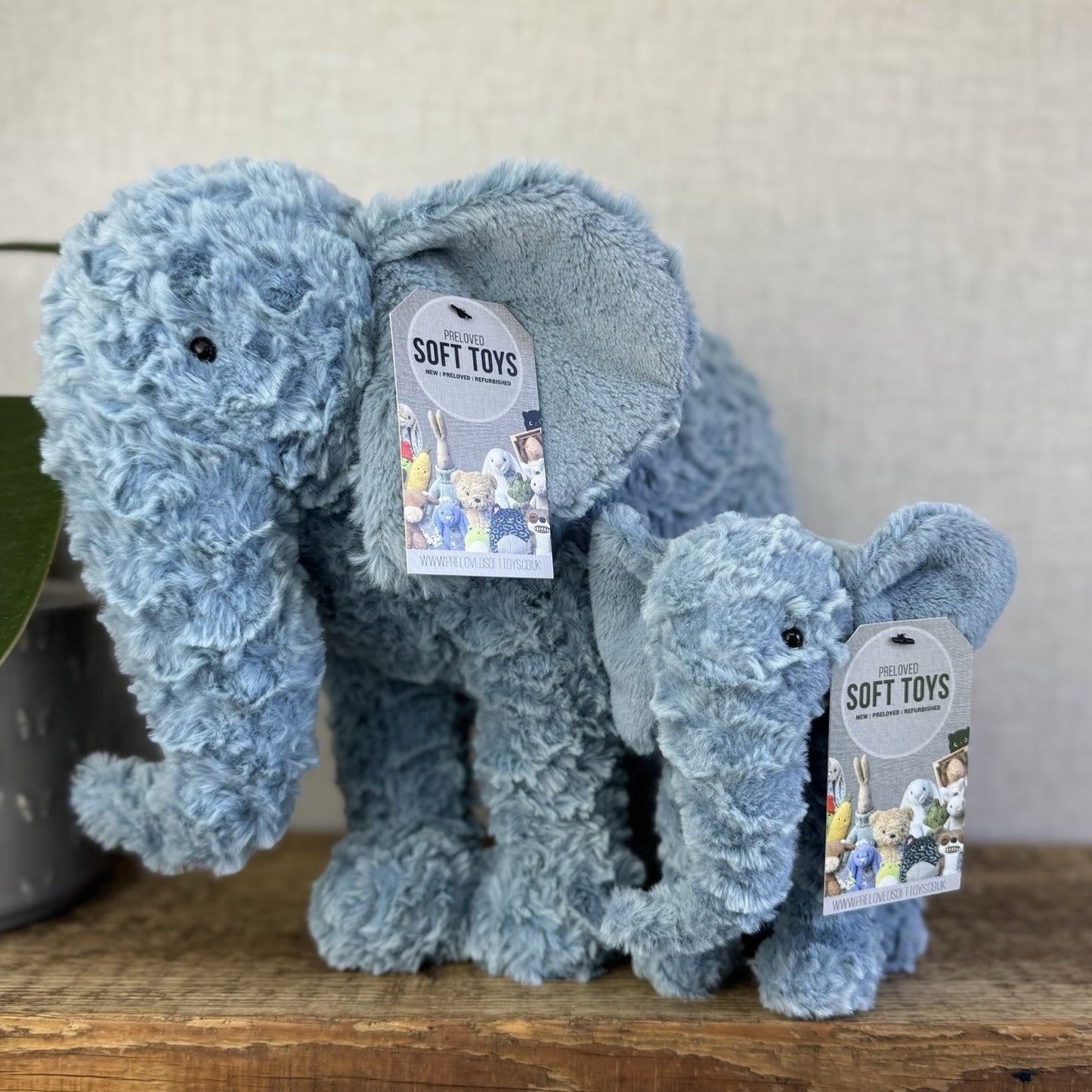 Jellycat Little Eddy Small Blue Standing Elephant Beanie Retired Collectible 8”