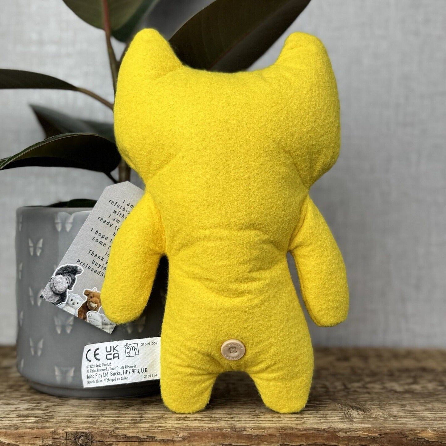 Fuggler Indecisive Monster - Yellow Fuggler Monster Plush Button Eyes Toy