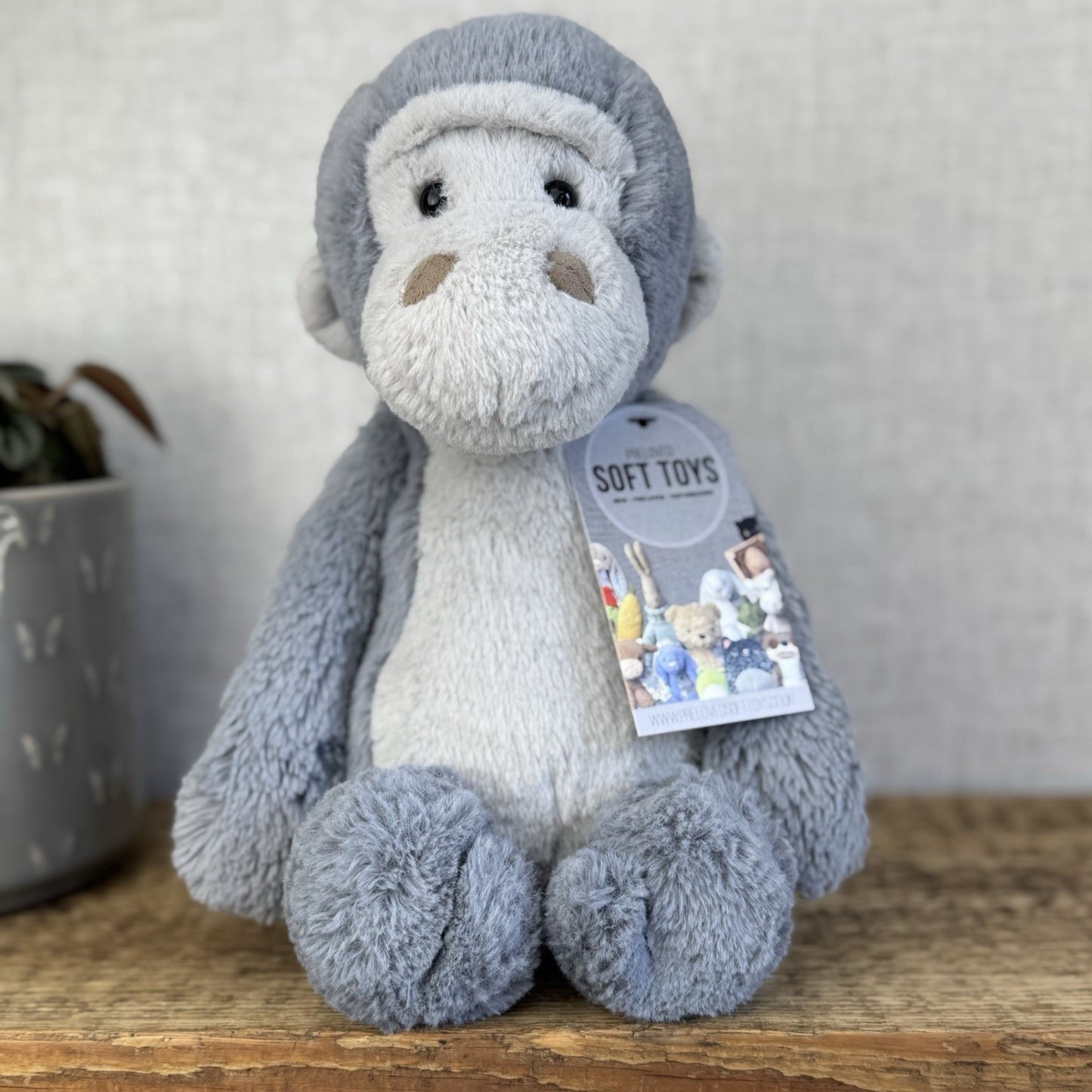 Jellycat Medium Bashful Gorilla - Light Grey Version Old Style Gorrilla 12” (#2)