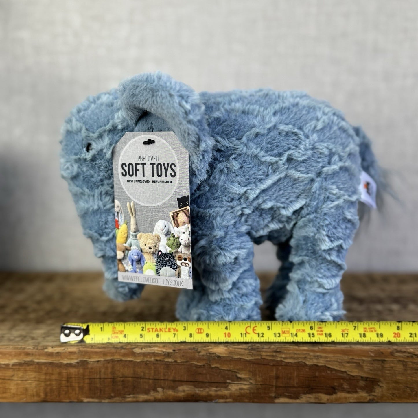 Jellycat Little Eddy Small Blue Standing Elephant Beanie Retired Collectible 8”