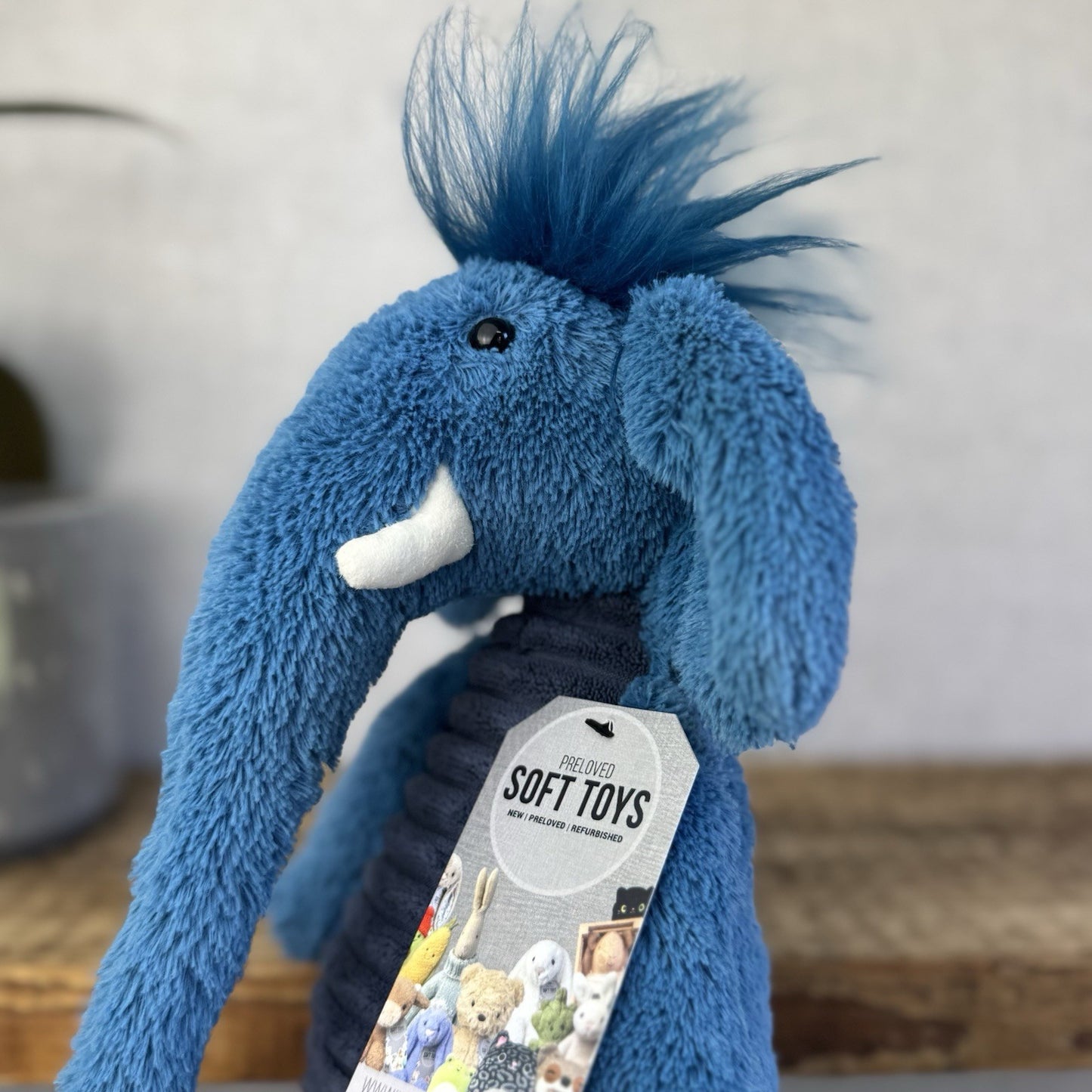 Jellycat Alfred Elephant Blue Cordy Elephant SnaggleBaggle Medium Beanie NWOT
