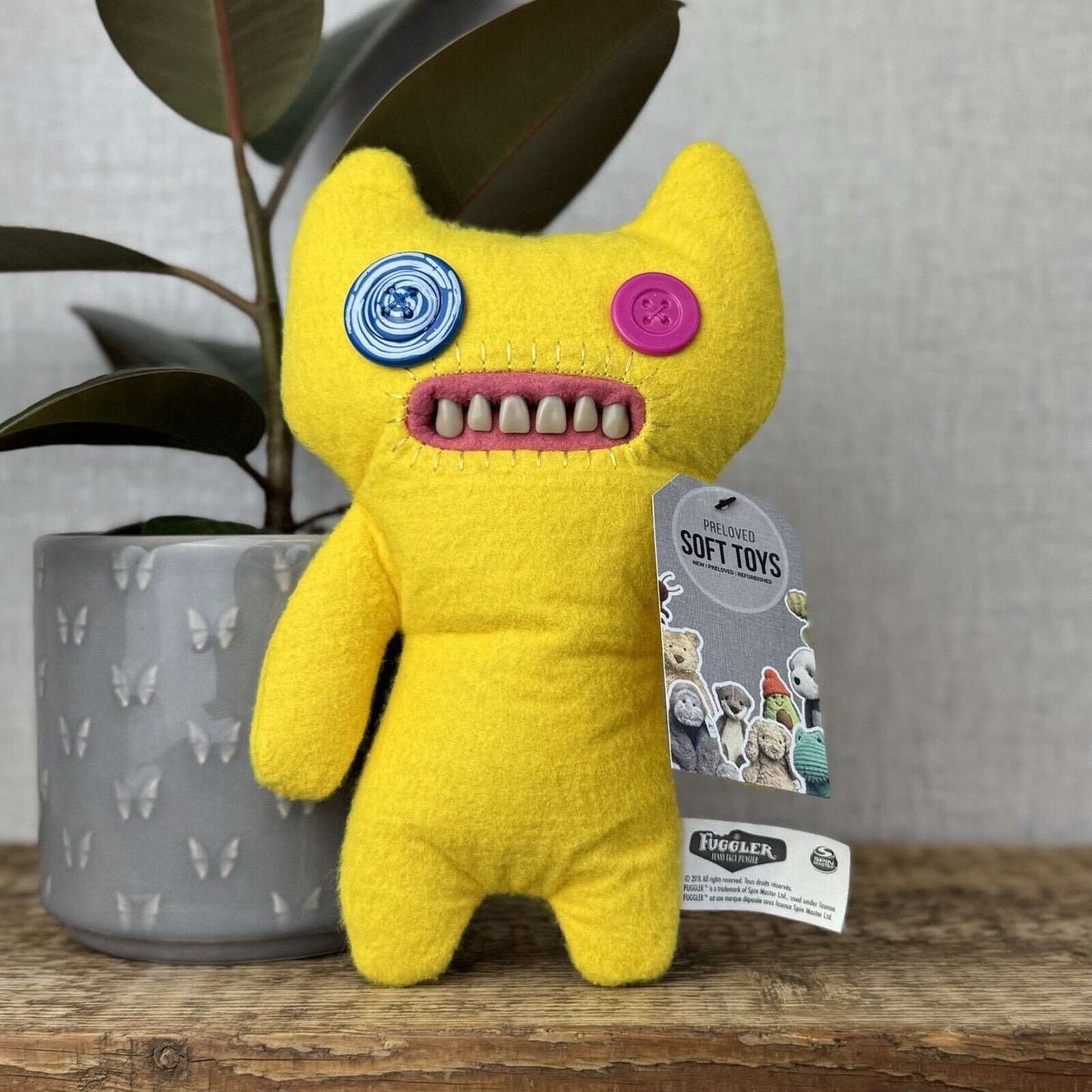 Fuggler Indecisive Monster - Yellow Fuggler Monster Plush Button Eyes Toy