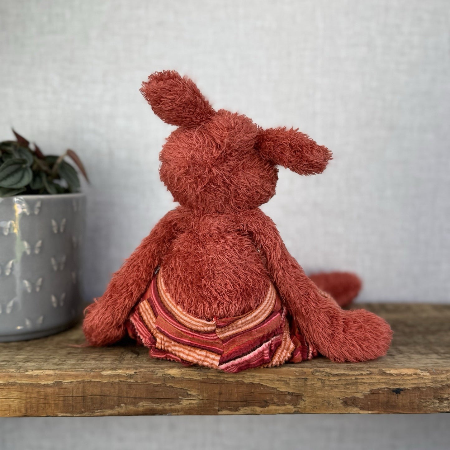 Moulin Rory Blanket Dog Red - Fluffy Red Dog Long Limbs Red Striped Pants 16”