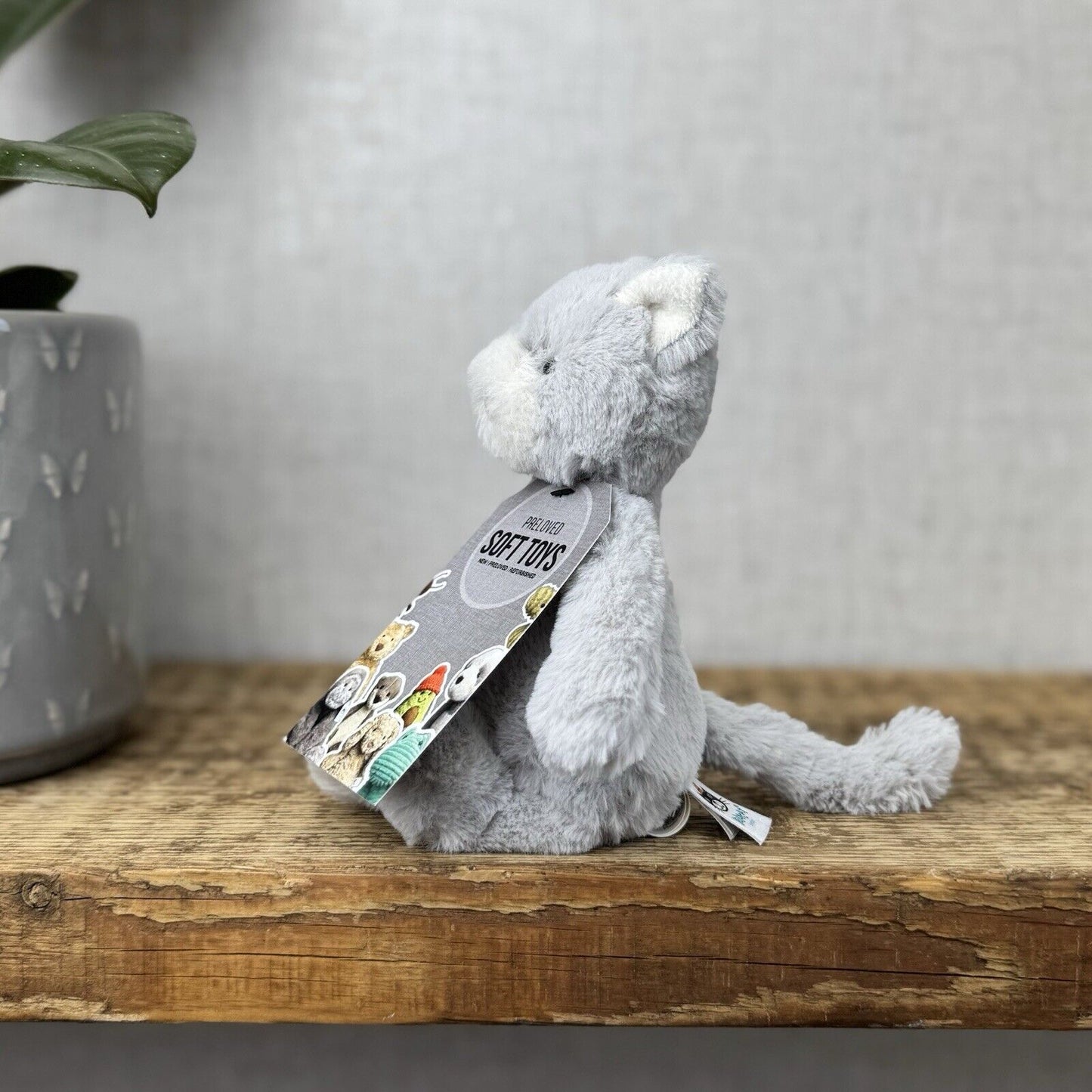 Jellycat Small Bashful Grey Kitty - Grey Cat White Face Small Plush Retired 7”
