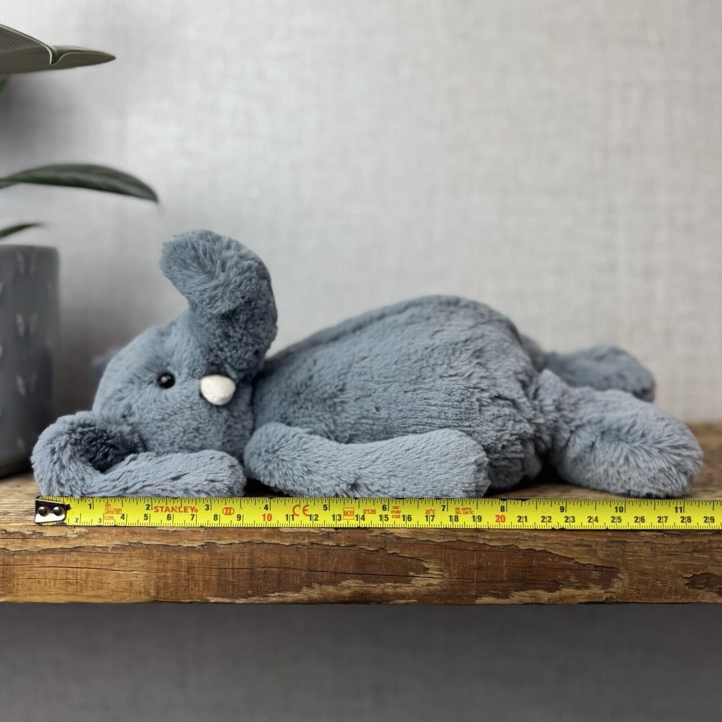 Jellycat Medium Bashful Dusky Blue/grey Elephant - Dark Grey With Tusks 12”