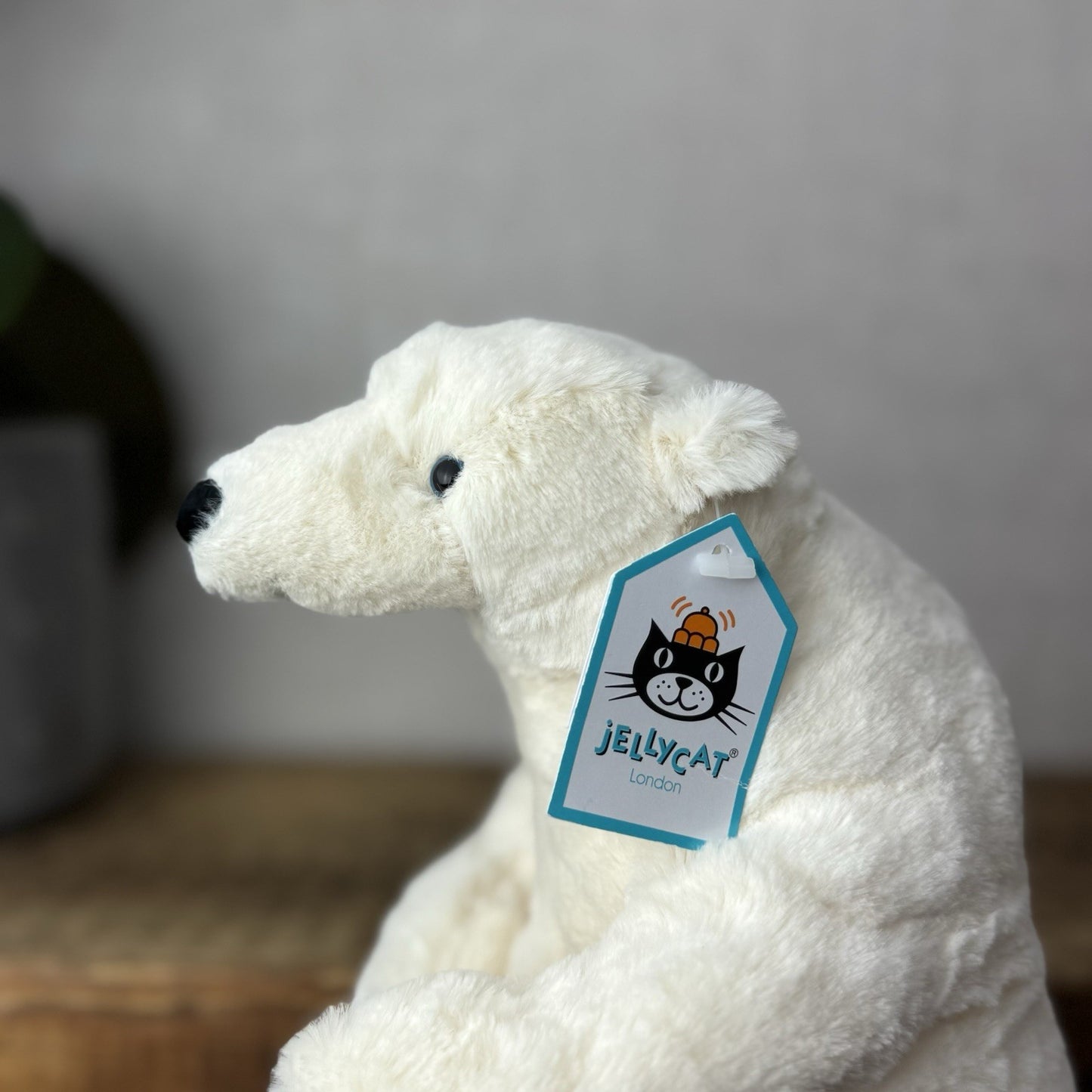 Jellycat Small Elwin Polar Bear - White Sitting Bear Plush Blue Eyes with tags