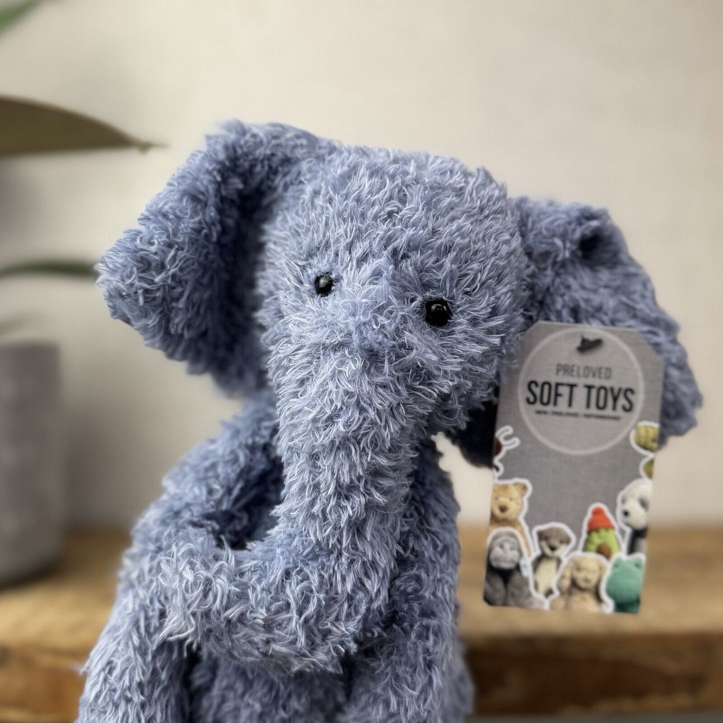 Jellycat Wild Thing Elephant - Light Blue Curly Long Legs Elephant Beanie Plush