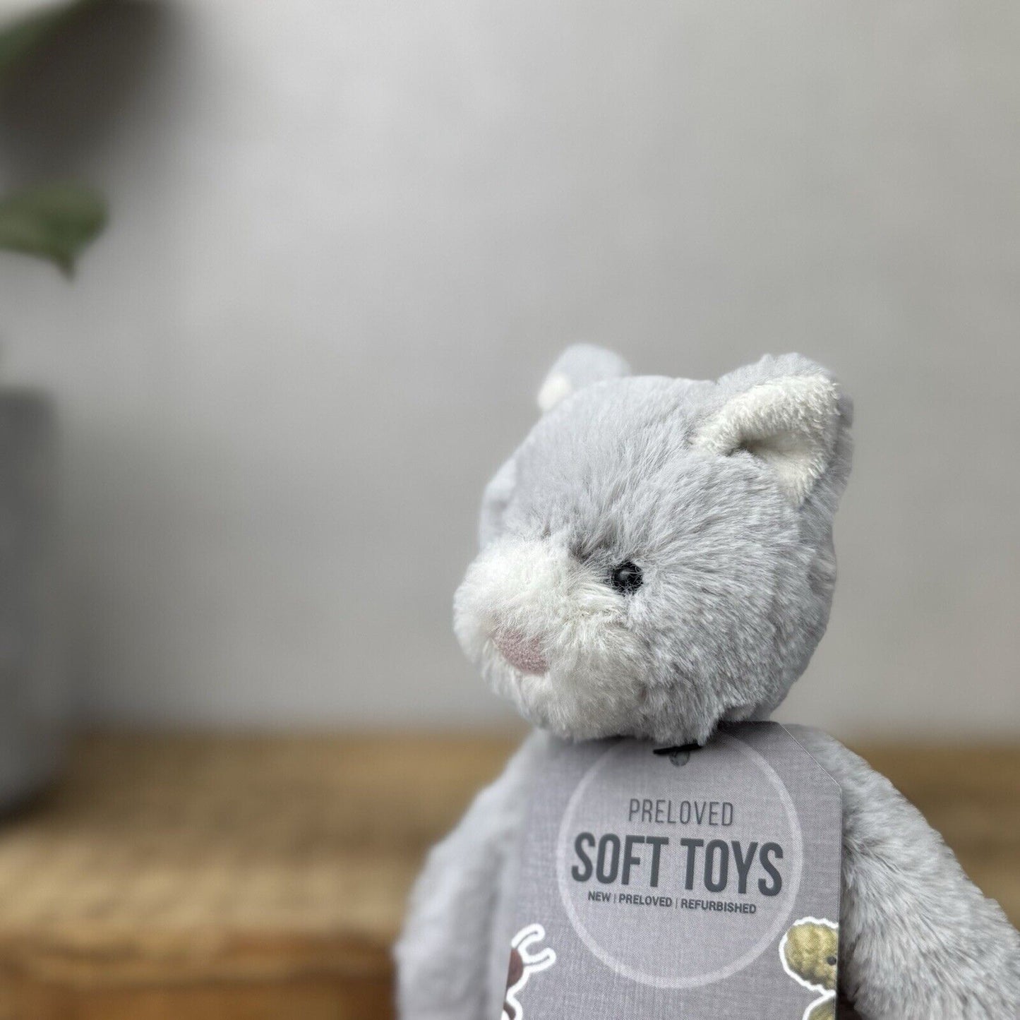Jellycat Small Bashful Grey Kitty - Grey Cat White Face Small Plush Retired 7”