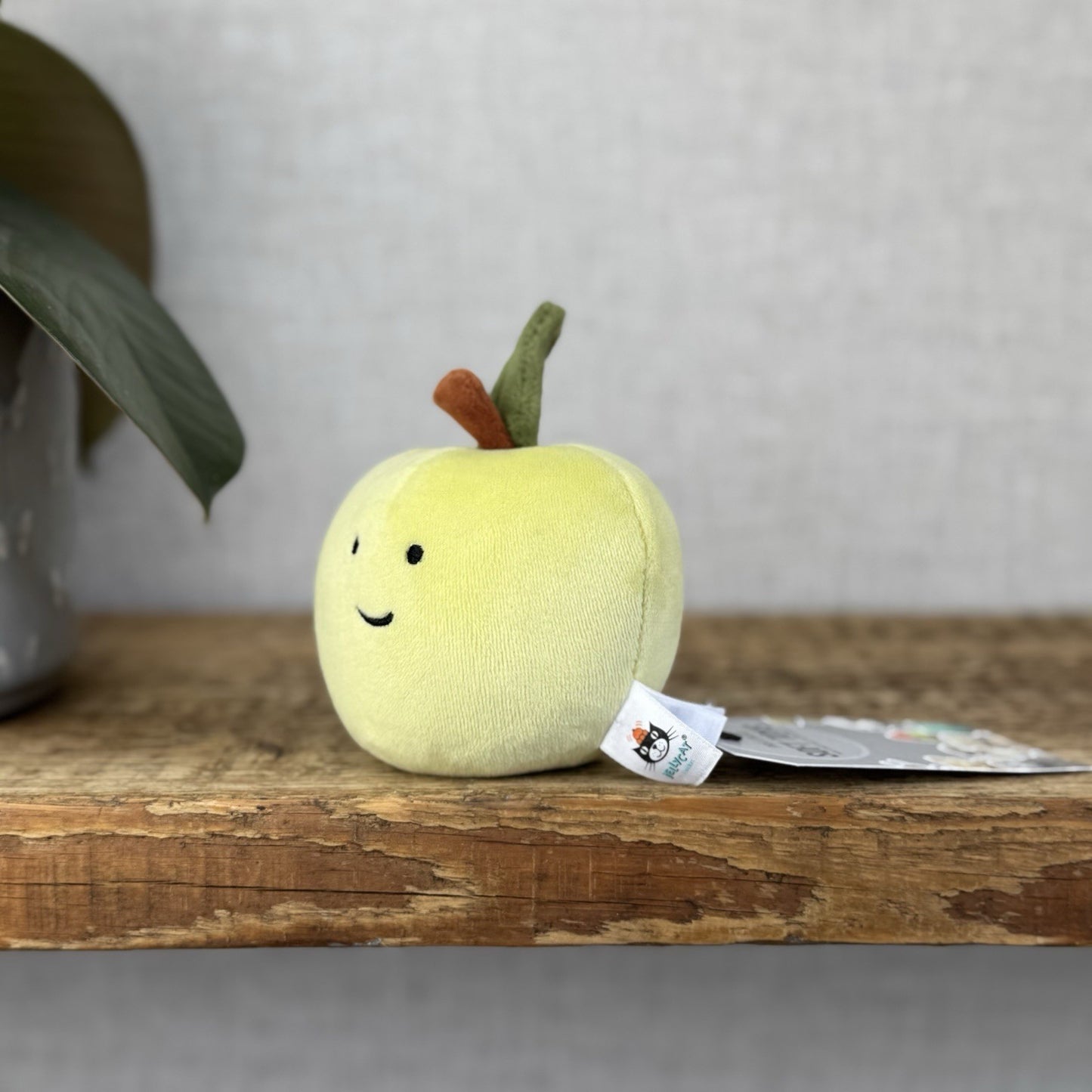 Jellycat Fabulous Fruit Apple - Green Apple Velour Play Food Soft Toy Beanie 4”
