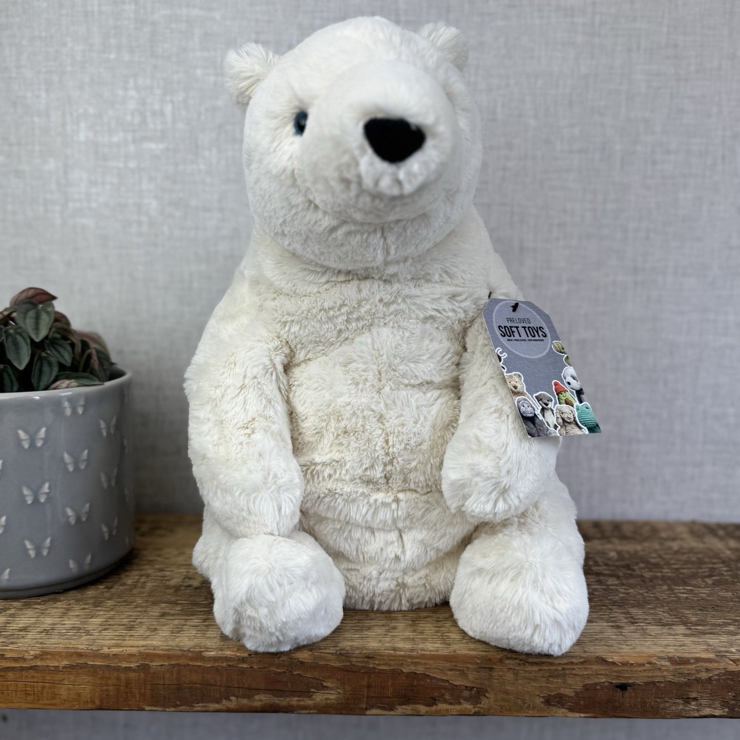 Jellycat Large Elwin Polar Bear - White Sitting Bear Plush Rare & Retired 16”