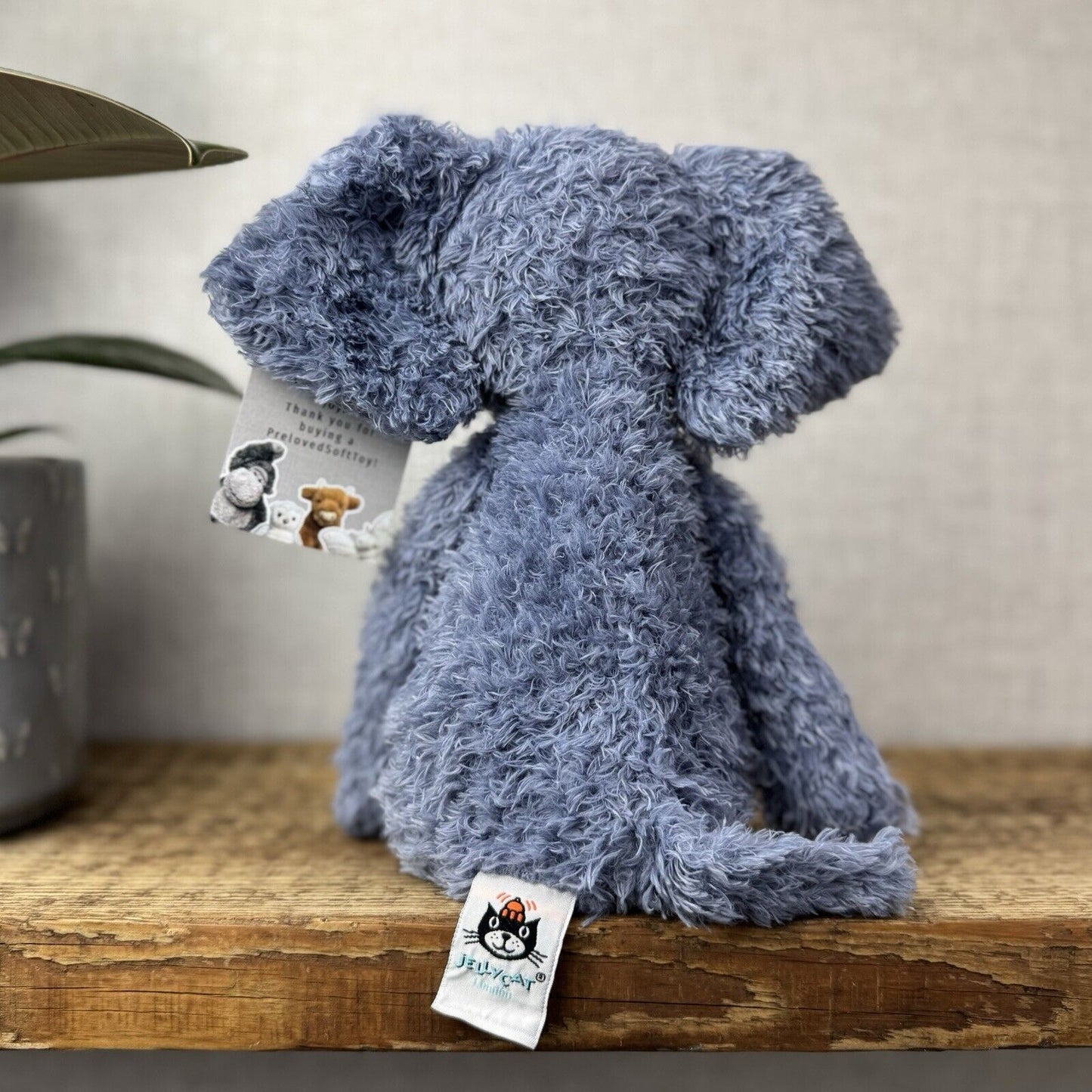 Jellycat Wild Thing Elephant - Light Blue Curly Long Legs Elephant Beanie Plush