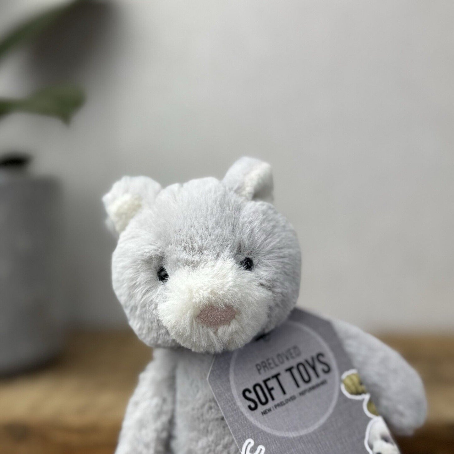 Jellycat Small Bashful Grey Kitty - Grey Cat White Face Small Plush Retired 7”