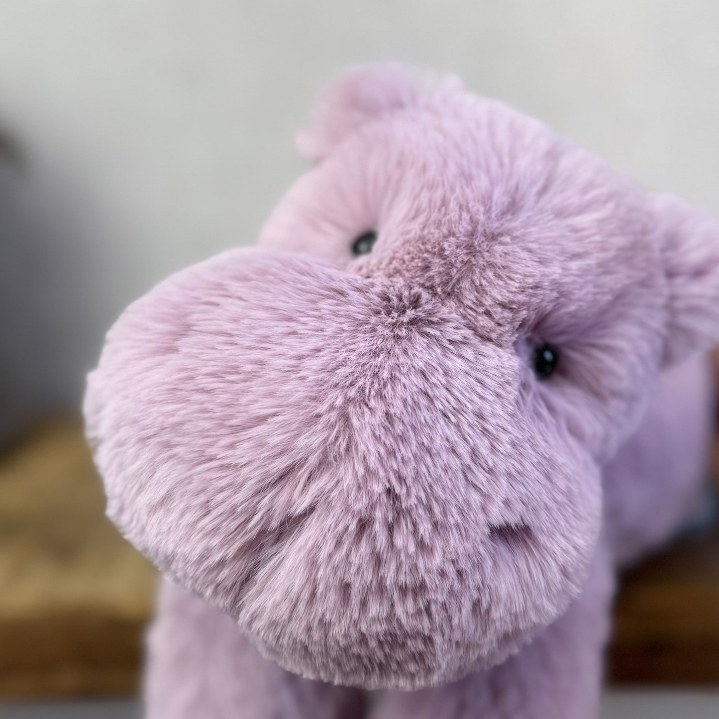Jellycat Medium Smudge Hippo - Lilac Laying Hippo Beanie Plush Retired New 14”