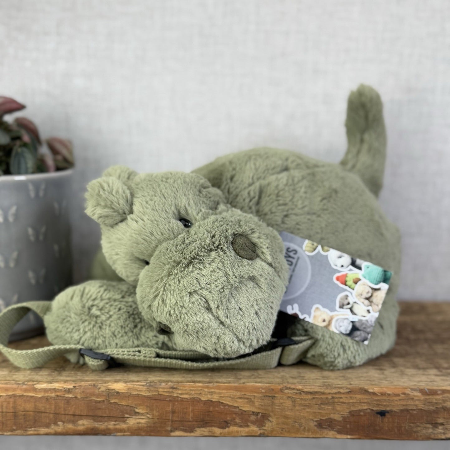 Jellycat Huggady Dino Bag - Green Dinosaur Rucksack Soft Toy Bag Retired NWOT