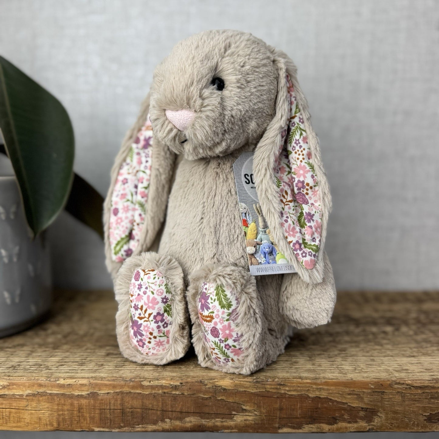 Jellycat Blossom Beige Bunny Petal - Beige With Floral Ears/feet Medium 12" NWOT