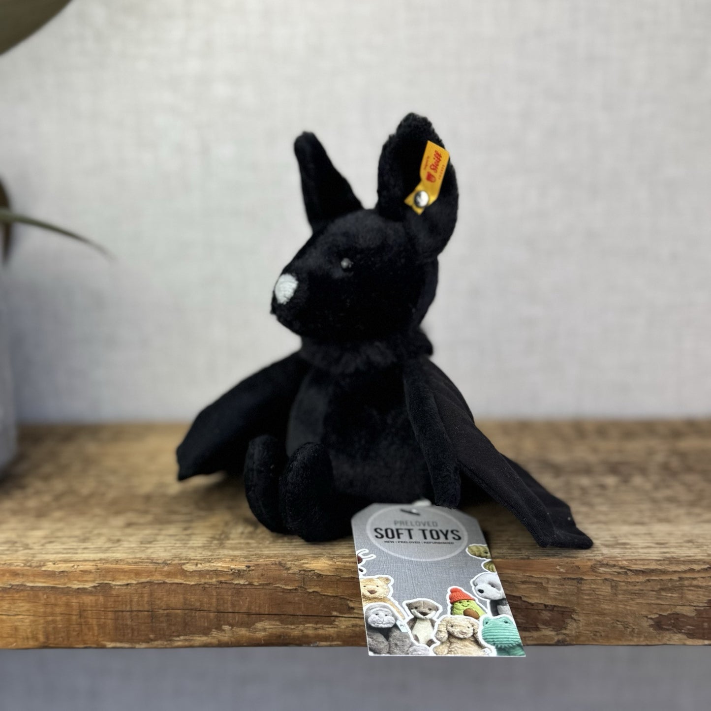 Steiff Boris Bat - Small Black Fluffy Bat Collectible - Steiff 056604 18cm Bat