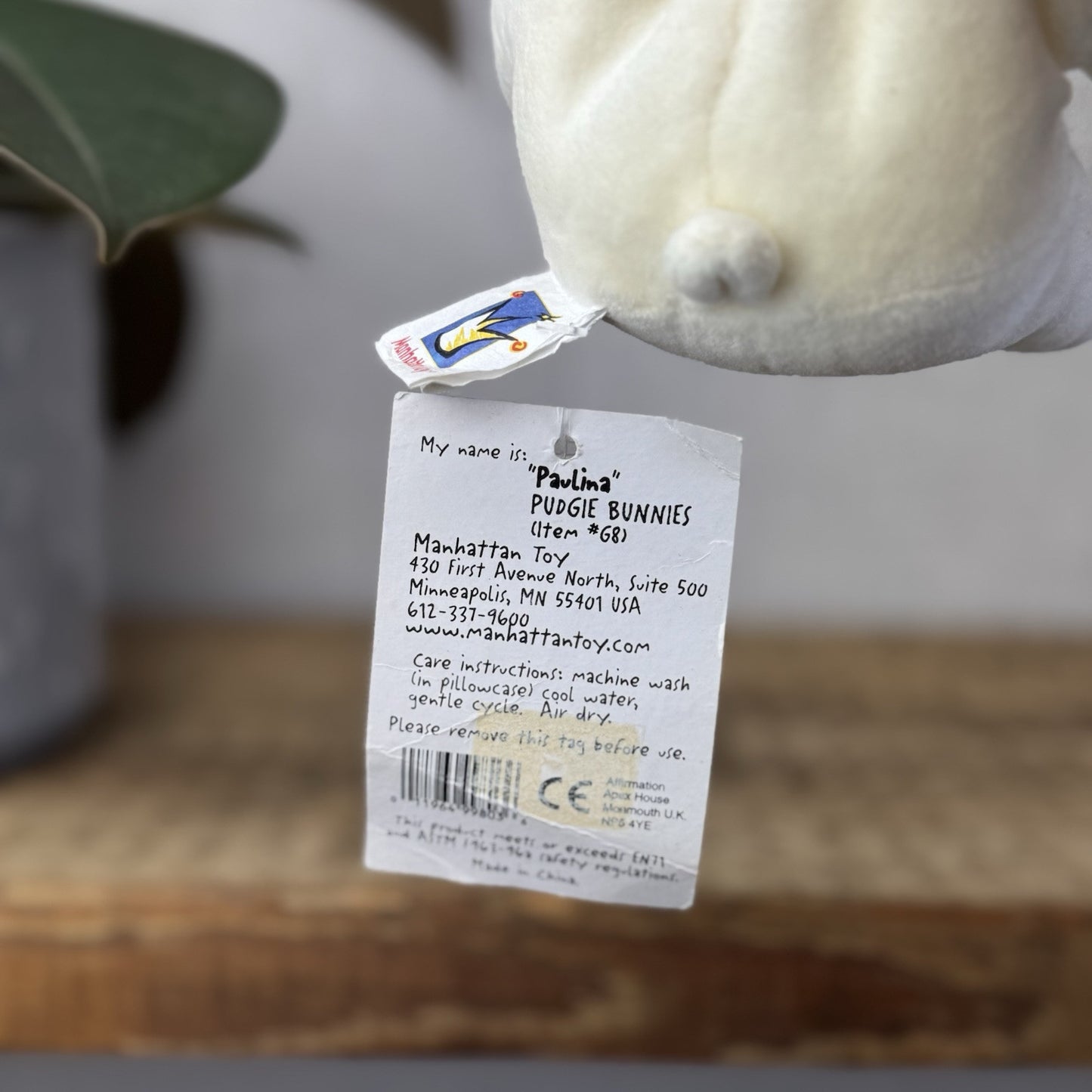 Manhattan Toy Company - Paulina Pudgie Bunny Rabbit - With tags (Old Jellycat)