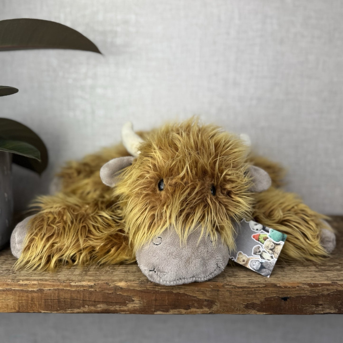 Jellycat Medium Truffles Cow - Fluffy Cow Cushion - Highland Cow 14”