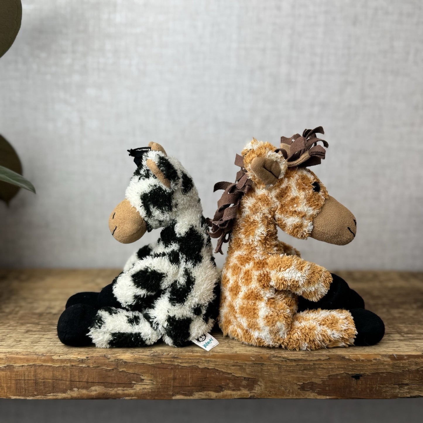 Jellycat Animal Baggage Giraffe & Cow - Jellycat In A Tin Retired 2008 With Tags