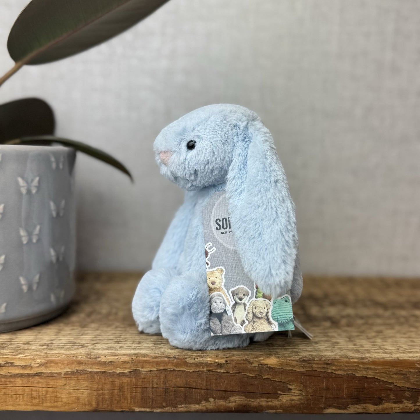 Jellycat Bashful Bunny Rattle Baby Blue - Baby Blue Small Rabbit Soft Toy 8”