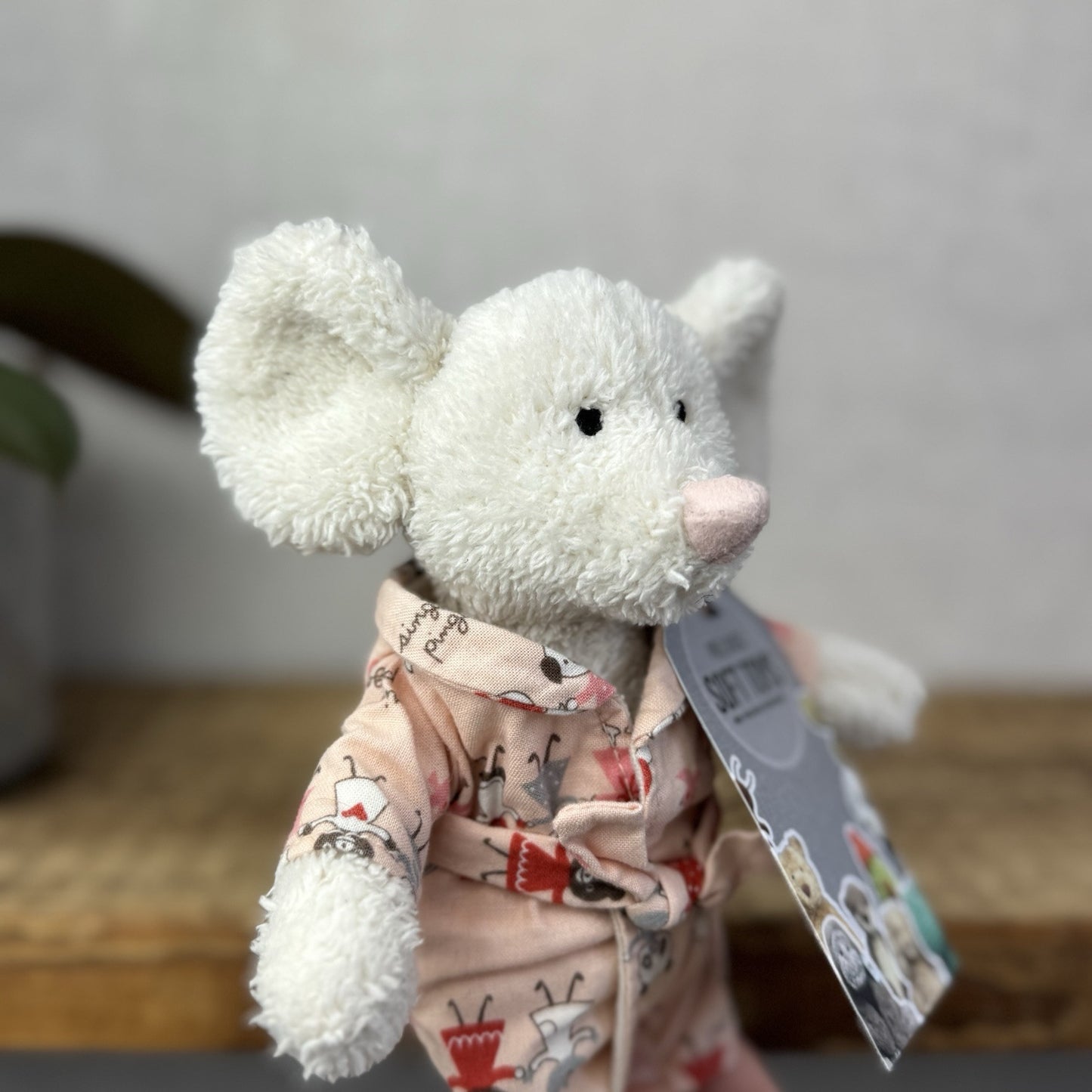 Jellycat Bedtime Mouse In Dressing Gown - Small Jellycat Mice In Pjs - Small 8”