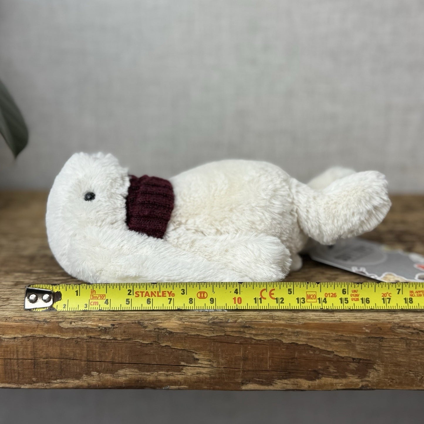 Jellycat Small Bashful Snug Berry Bunny - Small White Bunny Burgundy Scarf 8”