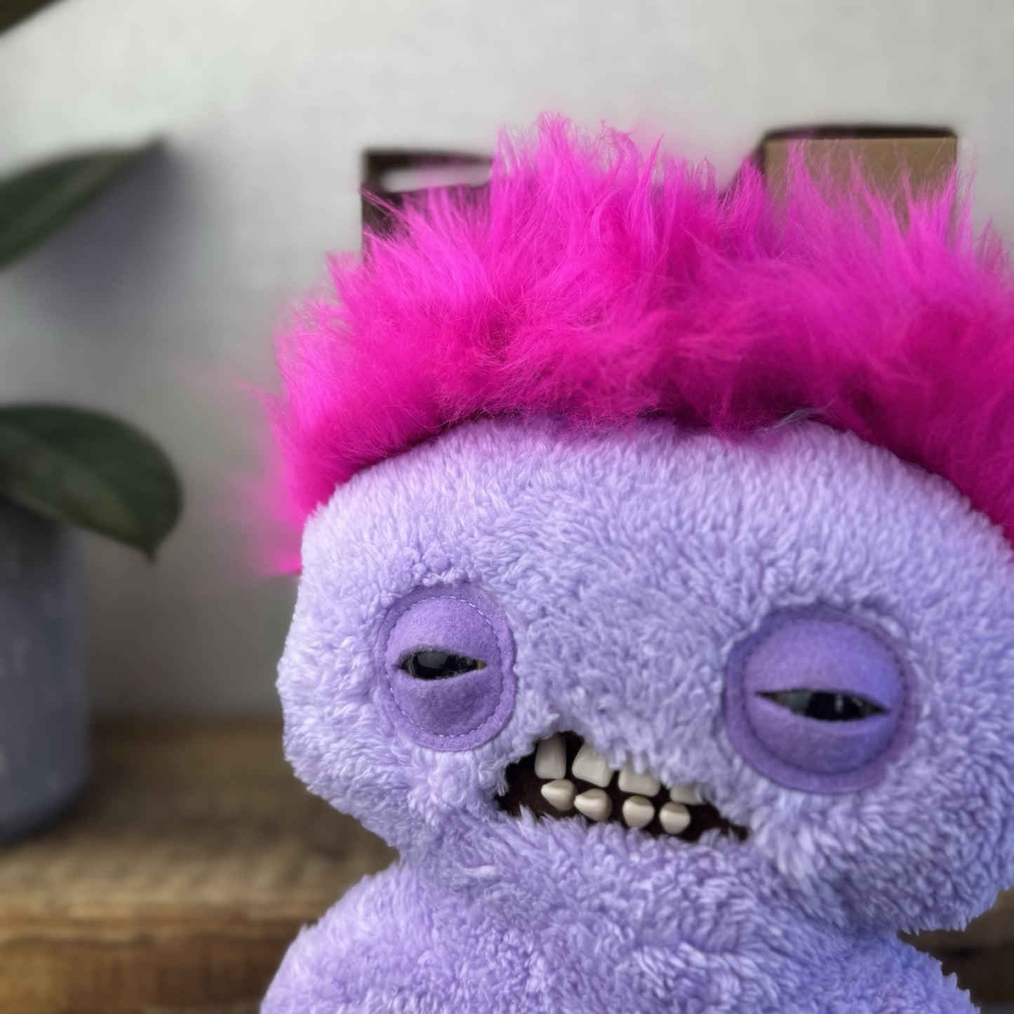 Fuggler Hairy Fugg Squidge - Purple Funny Ugly Monster Pink Hair With Box
