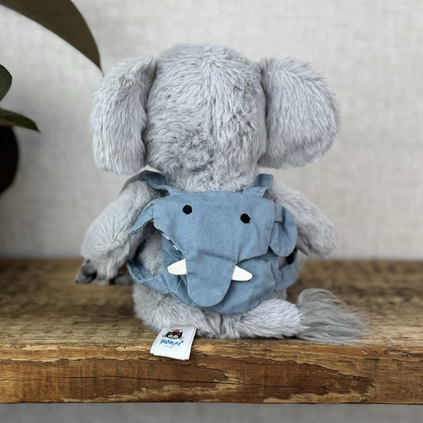 Jellycat Backpack Elephant - Fluffy Grey/Blue Elephant With Rucksack Retired 9”